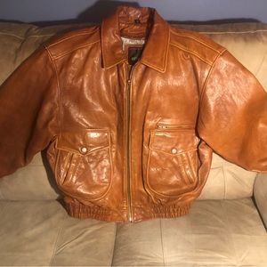 Men’s Tan/Light Brown Leather Coat - Large - Gently used, Great Condition!